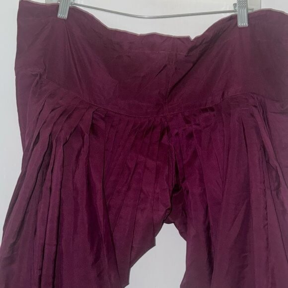 Handcrafted Indian Purple Cotton Dhoti Pants With Pleated Detailing - Picture 2 of 7
